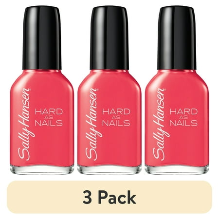 (3 pack) Sally Hansen Hard as Nails Nail Polish, Mighty Mango, 0.45 oz, No Chipping or Splitting