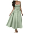 thumbnail image 1 of Women Sleeveless Sling Long Dress Summer Solid Color Backless A Line Bandage Dress, 1 of 6