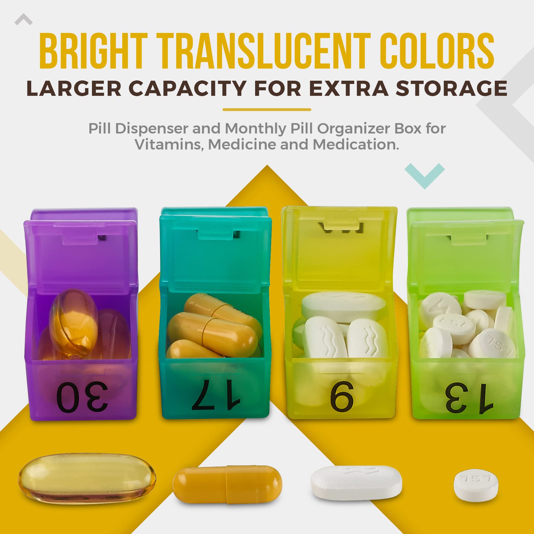 MEDca Monthly Pill Organizer (Pack of 2) AM/PM, 32-Day Daily Organizer