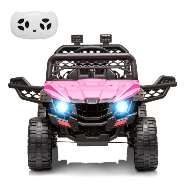 Camión eléctrico para niños 12V con control remoto parental, SUV con suspensión de resorte, luces LED, puerto AUX, reproductor MP3