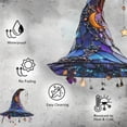 thumbnail image 5 of Stained Glass Witch Hat Lamp, Handmade Wizard Cap Light Fixture with Hanging Charms, Unique Halloween Decor, Magical Night Light for Home, Bedroom, 5 of 9