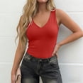 thumbnail image 2 of FUYUDY Women Slim Fit Basic Solid Color Deep V Neck Tank Tops Sleeveless Casual Stretch Soft Comfortable Summer Wear Holiday Ladies Camisole, 2 of 8