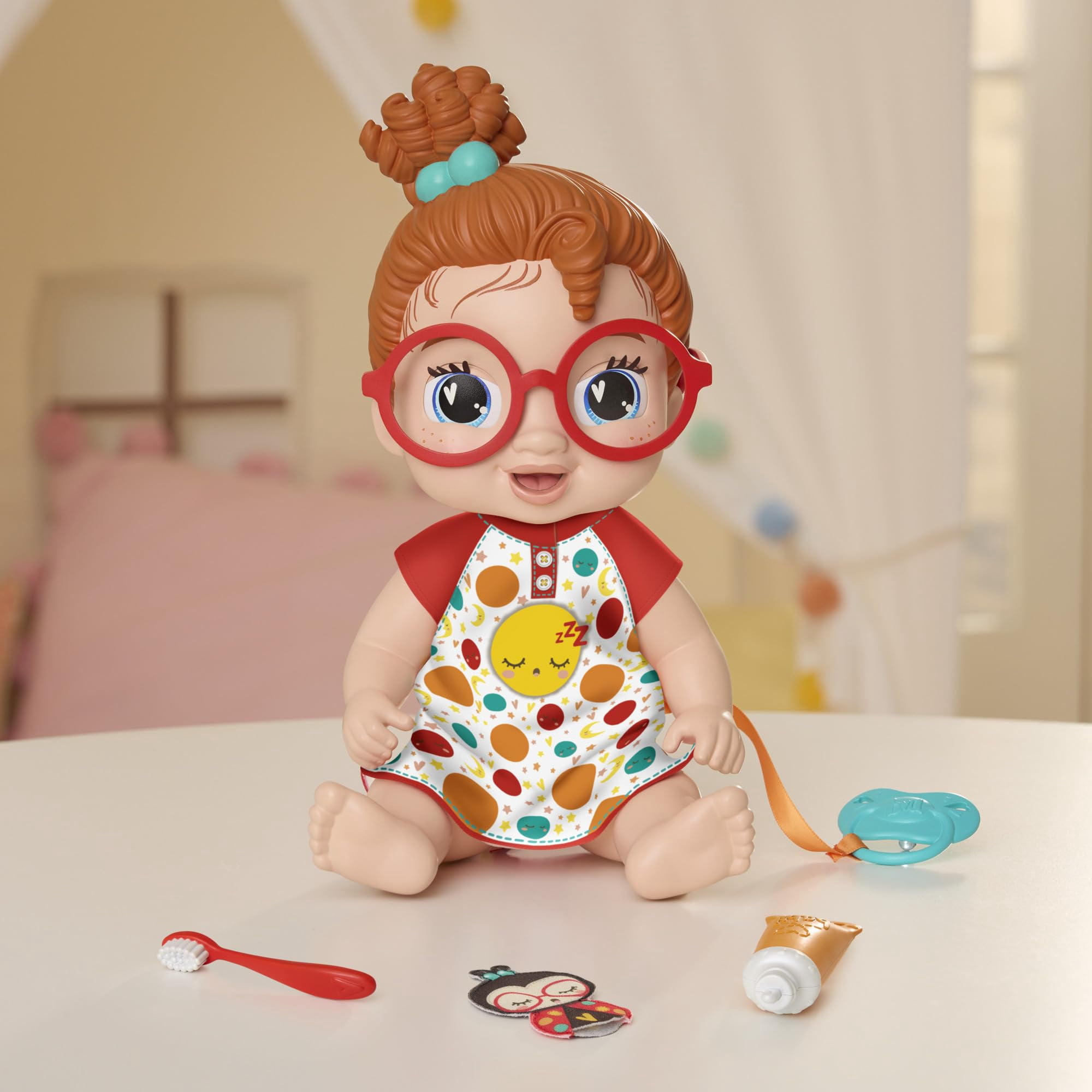 Baby Alive Lil Dreamer Dottie Doodle Red Hair Baby Doll Sleepover Toy for Girls & Boys 3+