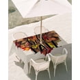 thumbnail image 3 of 60x84 Inch Outdoor Tablecloth with Umbrella Hole Zipper Rectangle Orange Red Maple Leaf Rectangular Tablecloths Outside Waterproof Hello Fall Watercolor Rustic Patio Table Cover for Picnic Party, 3 of 8
