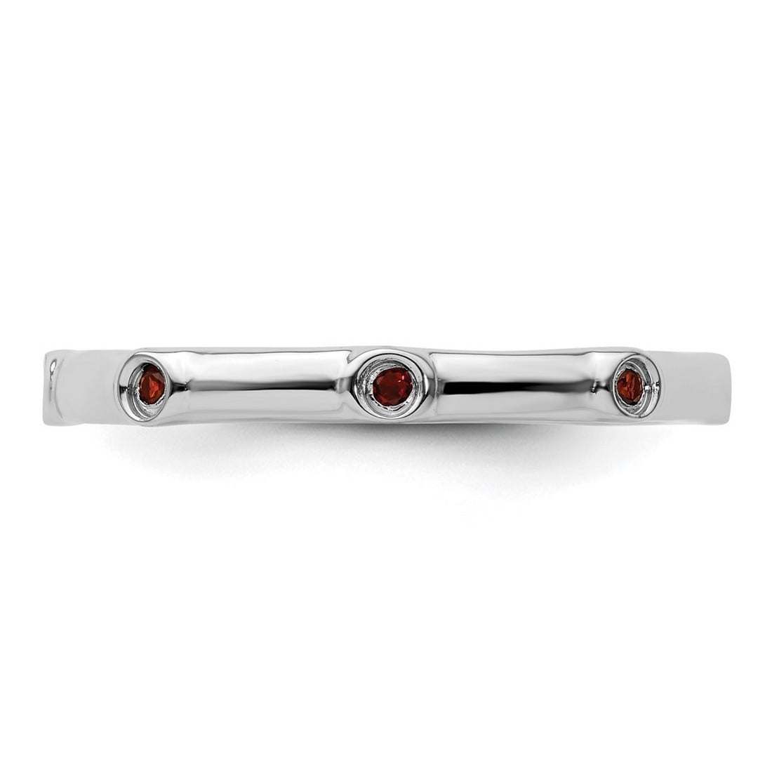 925 Sterling Silver Bezel Polished Stackable Garnet Ring Size 7 Stackable Ring for Women - .16 cwt