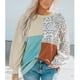 thumbnail image 2 of Jersey de manga larga con cuello redondo y costuras para mujer, suéteres de punto cómodos e informales para uso diario, estampado de leopardo L, 2 of 7