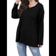 thumbnail image 3 of Blusas de Mujer de Larga con Cuello en V, Túnicas Casuales, Camisas Básicas, Blusas Holgadas Negro S, 3 of 7