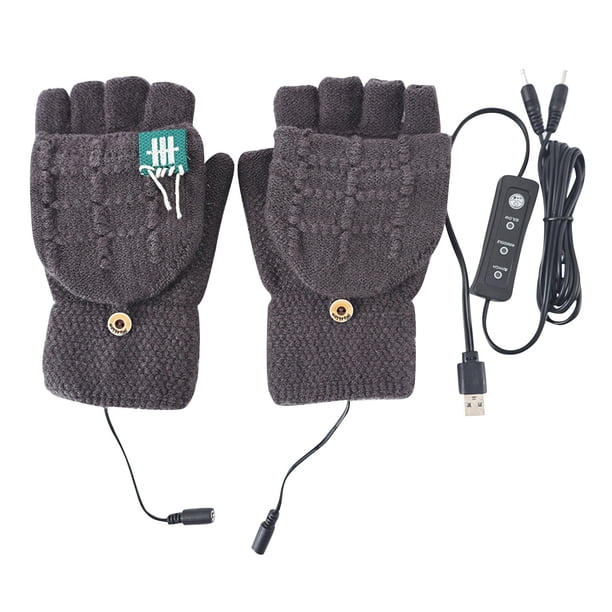 Guantes de invierno, guantes calefactables y cálidos, para todos los dedos, con temperatura ajustable, guantes calefactores, extraíbles y lavables, de poliéster para mujer.