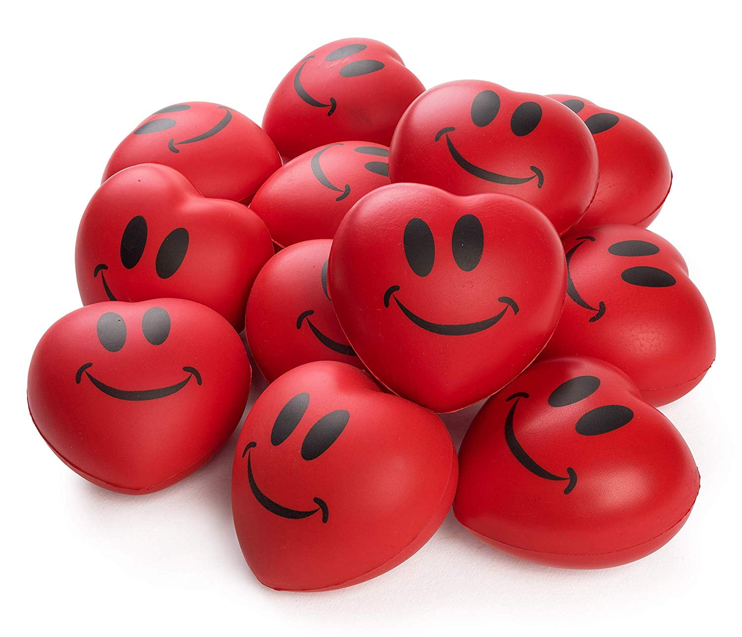 Valentines Day Party Favors Heart Stress Balls, Red Hearts 3" Smile