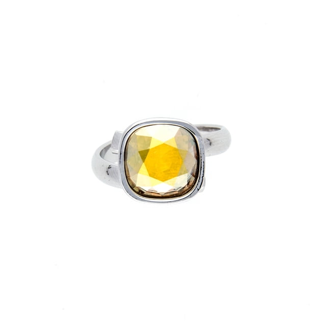 Anillo para Mujer con Cristal Fino Swarovski en forma de Cuadrado– Bañado en Rodio– Anillo Elegante y Brillante-Aretes de Mujer de Moda, Joyería para Mujer de Moda– Regalo especial Ortiz Espinosa Temporada