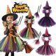 thumbnail image 2 of Disfraz de bruja de Halloween para niñas, traje de Cosplay para carnaval, Fiesta infantil, conjunto de ropa para niños, bolsa, sombrero, escoba, 2 of 5