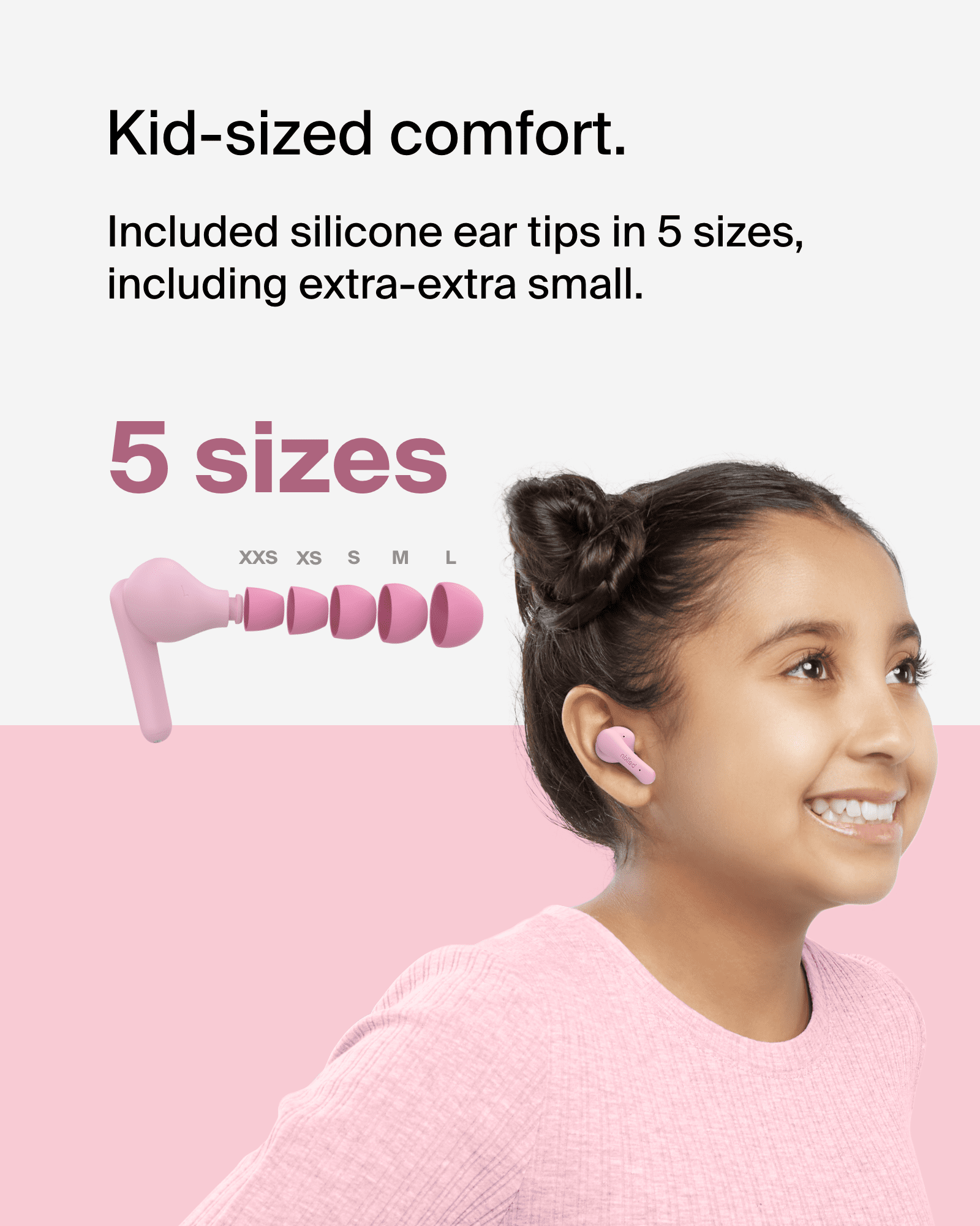 Belkin SoundForm Nano 2 Bluetooth Earbuds for Kids with Built-in Microphone, 28H Battery Life, Safe 85dB Volume, IPX5 Water Resistance - Kids Bluetooth Earbuds for iPhone, iPad, Galaxy, & More - Pink