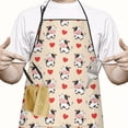 thumbnail image 2 of Beige Cow Heart Pattern Apron-Garden Aprons for Women with Pockets-Cotton Linen Waterproof Kitchen Cooking Gardening Aprons Adjustable for Kitchen,Cooking,BBQ and Salon 33x27 Inch, 2 of 7