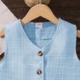 thumbnail image 4 of UngA Girls Button Down V Neck Sleeveless Tank Top and Shorts Set Cute Two Piece Summer Outfits for Kids 8-9 Years,Sky Blue, 4 of 7