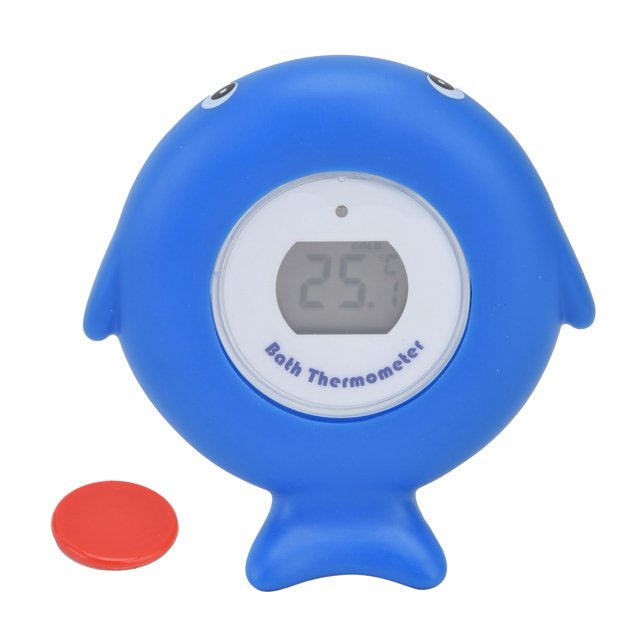 Termómetro electrónico para baño de bebé, medidor de temperatura de ducha LCD con forma de pez lindo para bañera, piscina, azul