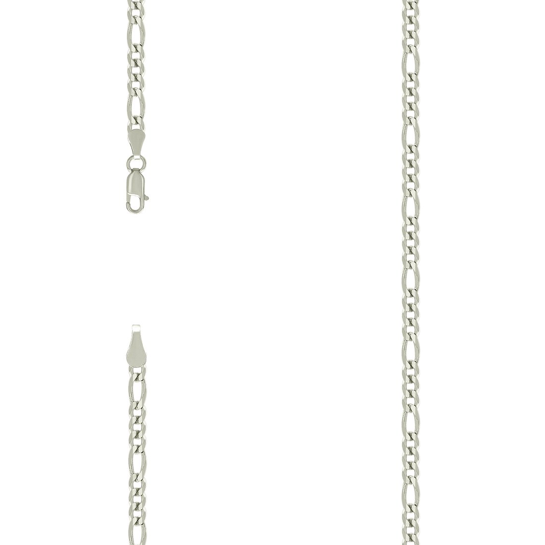 925 Sterling Silver Super Flat Figaro Chain Silver Plated 3.9mm Necklace 24 Inch Chain Necklace for Women and Men