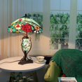 thumbnail image 4 of Bieye L10738 Rose Flower Tiffany Style Stained Glass Table Lamp with 16-inch Wide Lampshade Lighted Base, 24-inch Tall, 4 of 5