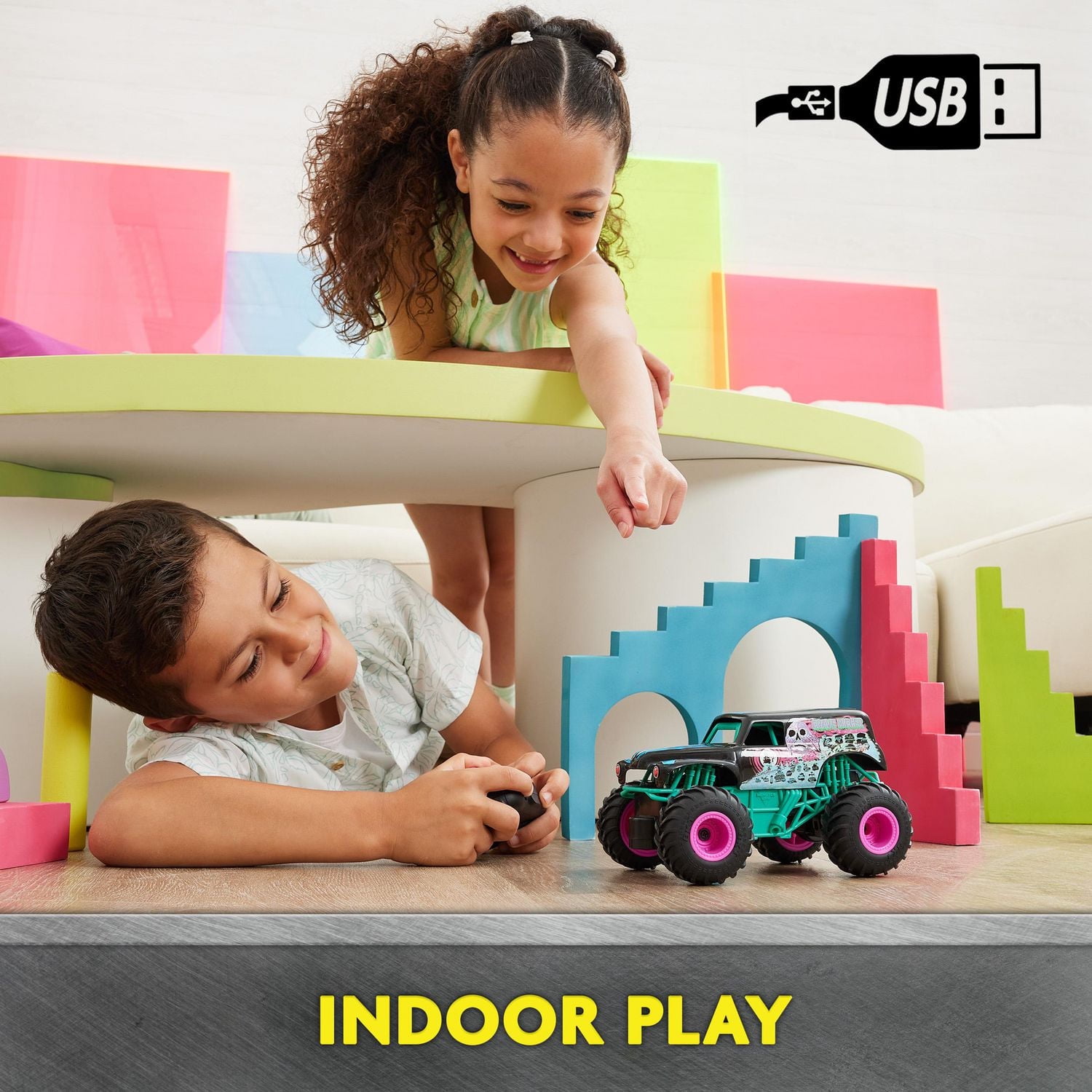 Monster Jam, Monster truck radiocommandé Grave Digger officiel à l'échelle 1:24, 2,4 GHz, thème Nitro Neon, jouets pour garçons et filles à partir de 4 ans