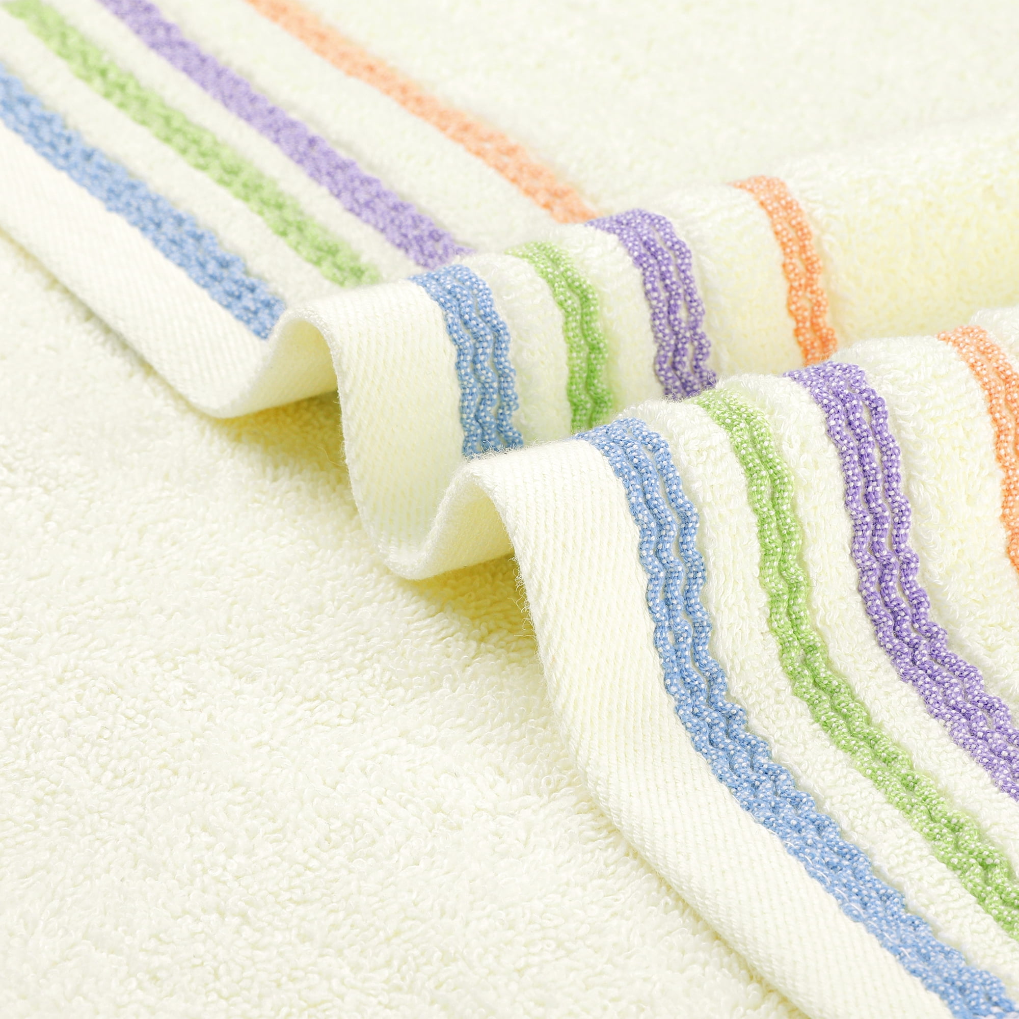 Unique Bargains 4 Pcs Hand Towels Quick Drying Towel Light Yellow/Light Grey 13"x30"