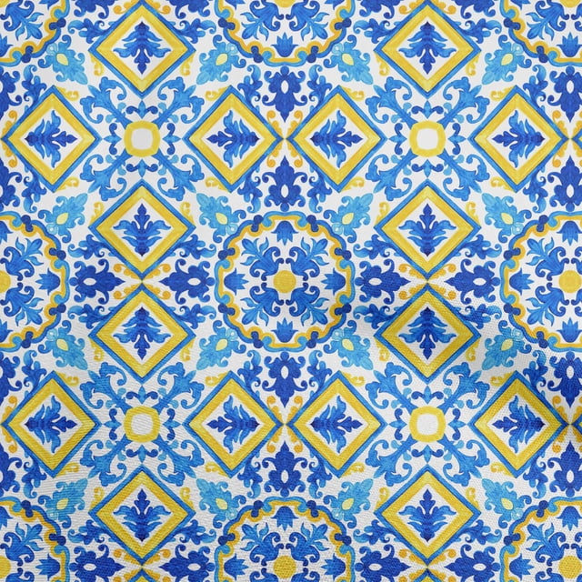 oneOone Polyester Spandex Indigo Blue Fabric Block Sewing Material Print Fabric By The Yard 56 Inch Wide-EW