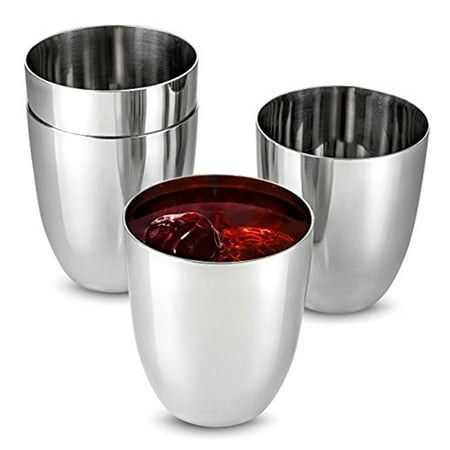 ShopoKus Unbreakable Stainless Steel Drinking Glasses, Mirror Polished BPA Free Curved Silhouette for Comfortable Grip, Space Saving Cocktail Glasses, Chilling Effect. Beer and Cocktails, 12 Oz 4