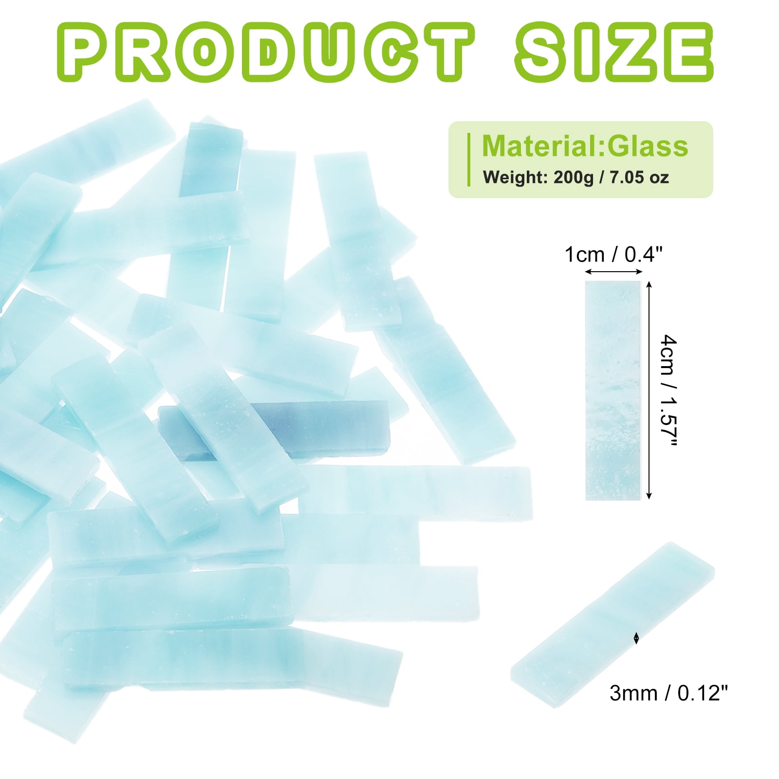 Stained Glass Strip, Light Blue Mosaic Tiles 200g/7.05 oz