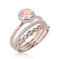 thumbnail image 3 of Fairy Minimalist 2.25 Carat Round Cut Morganite And Diamond Moissanite Engagement Ring, Classic Halo Wedding Ring in 925 Sterling Silver With 18k Rose Gold Plating Gift For Her, Two Matching Band, 3 of 3