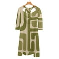 thumbnail image 6 of Olive Green Abstract Design Art Women's Fall Dresses Casual Loose Flowy Swing Shift Dress, 6 of 9
