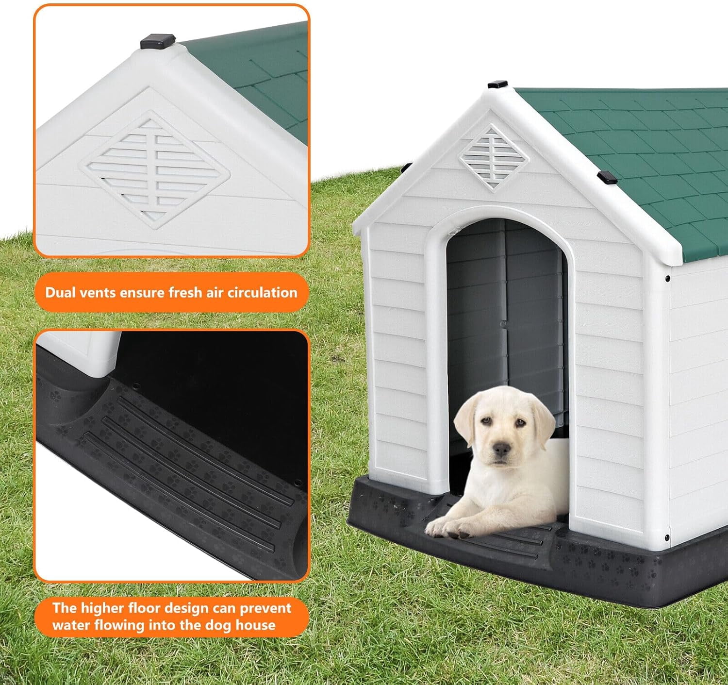 4 Colors Dog House Detachable Roof Designed for Medium or Small Sized Pets Yard