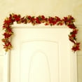 thumbnail image 3 of Flmtop 1.8m Artificial Christmas Red Flower Cane Vine Rattan Home Garden Xmas Decor, 3 of 8