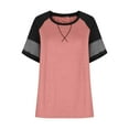 thumbnail image 4 of Summer Casual T Shirts for Women Soft Cotton Crew Neck Color Block Raglan Short Sleeve Tunic Tops Loose Fit (Small, Pink), 4 of 6