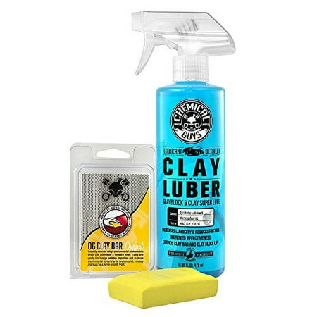 Chemical Guys CLY_113 OG Clay Bar & Lubber Synthetic Lubricant Kit, Light/Medium Duty (16 oz) (2 Items)