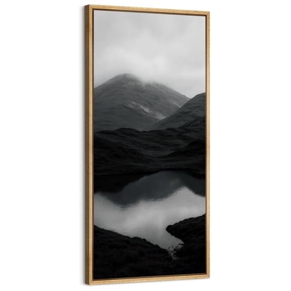 Large Framed Canvas Art for Living Room Wall Decor, Lake Mountain Nature Landscape Canvas Print for Bedroom Decoration - 60"x30" Natural Framed