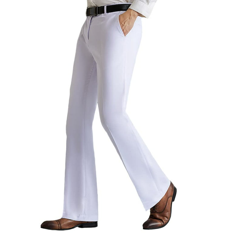 Men Bell Bottom Pants Retro 60s 70s Flare Formal Dress Trousers Slim Fit  Casual
