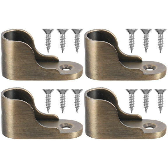 Rod Closet Socket Pole Curtain Wardrobe Bracket Flange Holder End Pole Metal Bar Wood Bathroom Shower Window Caps Set