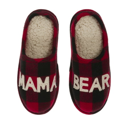 

Dearfoams Women s Buffalo Check Mama Bear Clog Slippers