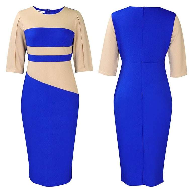 IROINNID Fall Dress for Women Semi Formal Evenning Party Sheath Dress Long  Sleeved Commuting To Work Versatile 5/4 Sleeved Solid Color Matching ...