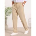 thumbnail image 4 of INSPIRE CHIC Men's Drawstring Waist Breathable Summer Linen Beach Pants 28 Khaki, 4 of 5