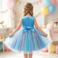 thumbnail image 7 of Toddler Girls Sparkly Sequin Rainbow Tulle Dress Soft Cotton Lining Flower Waist Princess Gown for Special Occasion Photoshoot Halloween, 7 of 7