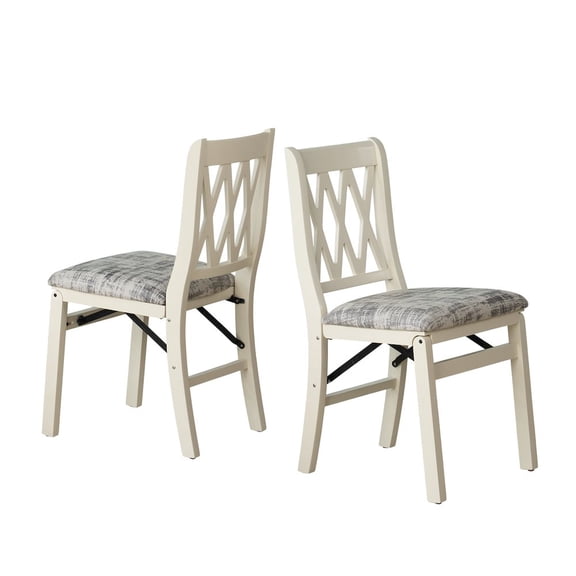East West Furniture Plano Kitchen Chairs with PU Leather Seat, 3-X Back, Set of 2, Linen White