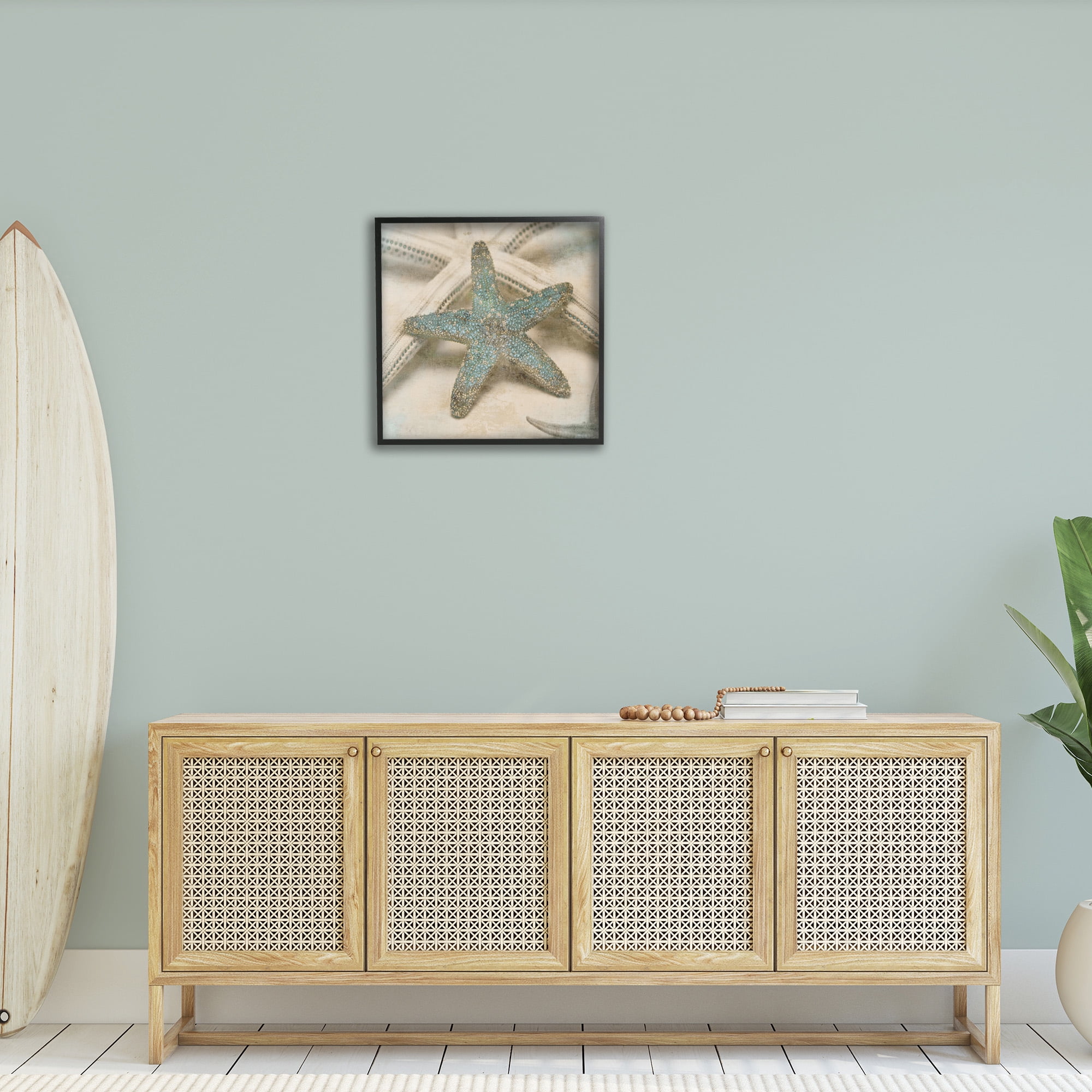 Stupell Industries Distressed Texture Starfish Nature Photography Black Framed Art Print Wall Art, 24 x 24