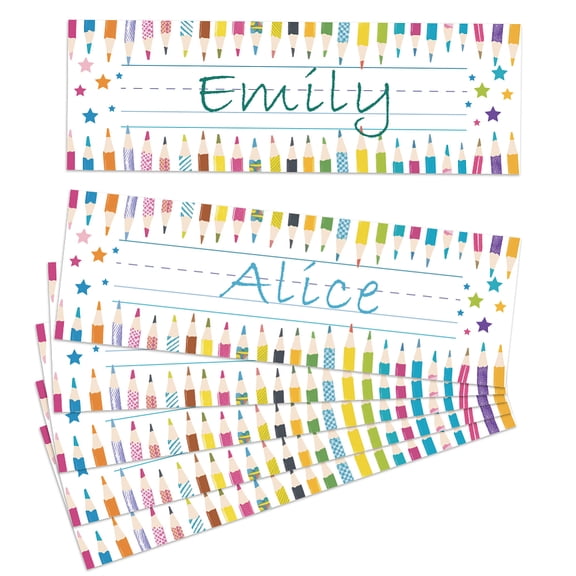PH 40pcs Desk Name Tags Pencil Locker Name Plates Classroom Desk Tags Name Plates Desk Nametags Student Name Tags Teacher Name Plate for Classroom