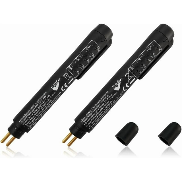wqlpp-2 PCS Testeur de Liquide de Frein, Stylo Testeur de Liquide de Frein avec 5 Indicateurs LED, Outil de Diagnostic de Frein Auto Compatible avec Fluide de Frein DOT3 DOT4, Accessoires Universels pour Voiture (2 Pcs)