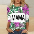 thumbnail image 2 of CYMMPU Blouses for Women Dressy Casual Crew Neck Spring Tops Flower Printed Summer Fashion Shirts Loose Fit T-Shirts 3/4 Sleeve Mother's Gift Topss Purple XXXL, 2 of 5