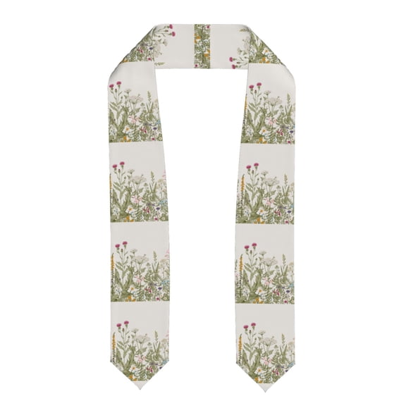 Logiee Herbs and Wildflowers Print Unisex Adult Graduation Stole Shawl 72" Long for Academic Commencements Shawl-Flattened