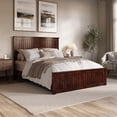 thumbnail image 1 of Naples Queen Wood Low Profile Platform Bed with Matching Footboard in Walnut, 1 of 13