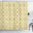 thumbnail image 1 of Geometric Shower Curtain, Convex Shape Concentric Diamonds and Concave Form Rotated Squares, Fabric Bathroom Set with Hooks, 69W X 84L Inches Extra Long, Earth Yellow and White, by Ambesonne, 1 of 3