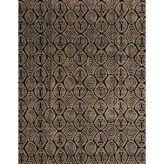 Ahgly Company Machine Washable Indoor Rectangle Abstract Dark Almond Brown Area Rugs, 7' x 10'