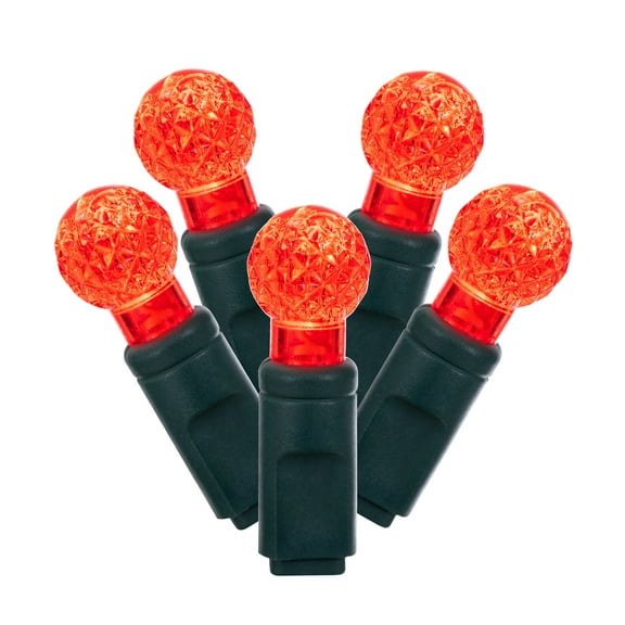 Vickerman 50 Red G12 LED Light on Green Wire, 25' Christmas Single Mold Light Strand