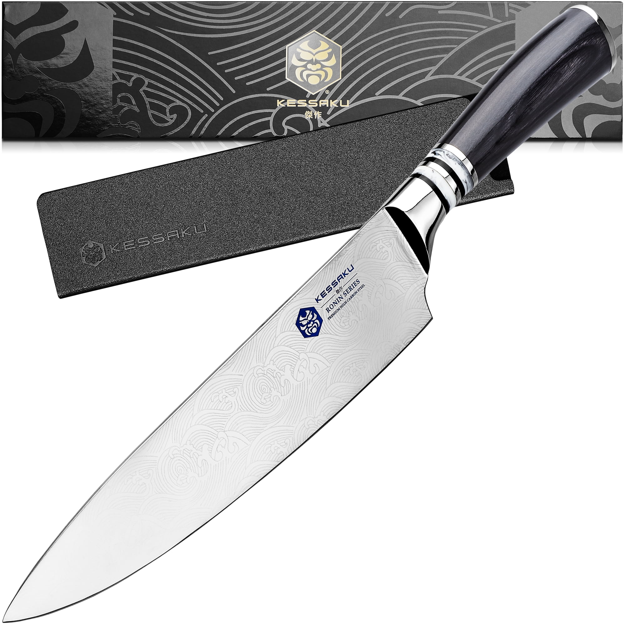 Kessaku 8Inch Chef Knife Ronin Series Japanese Etched High Carbon